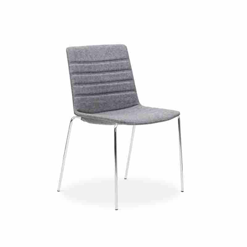 image of grey upholstered sour leg jump chair